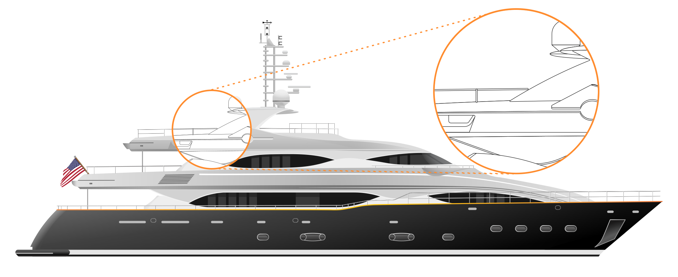 Detailed yacht vector artwork