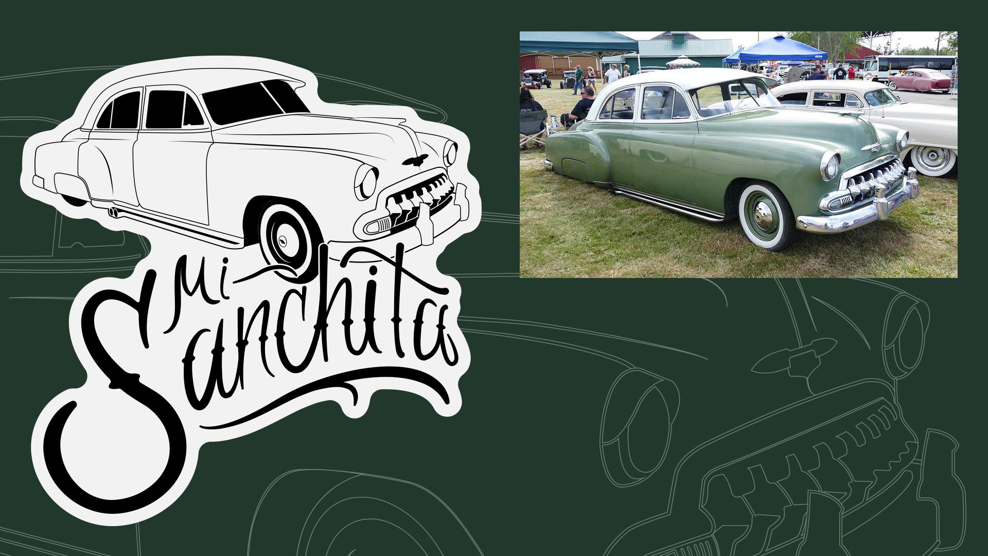 Classic car traced for engraving